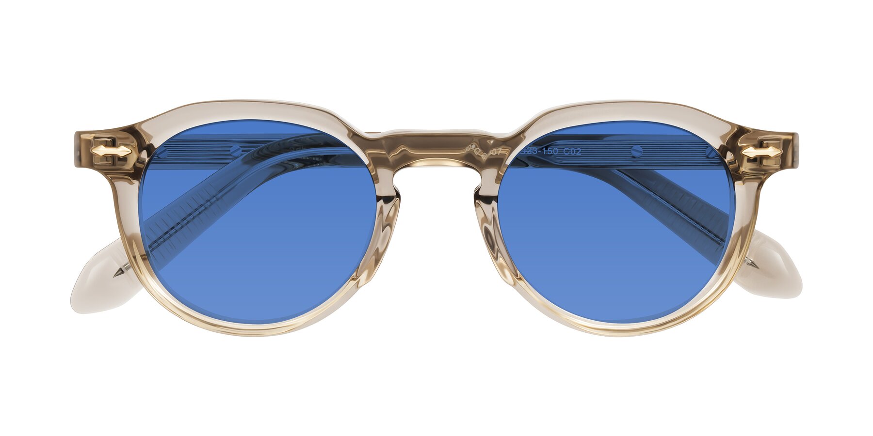 Folded Front of Lachard in Transparent Brown with Blue Tinted Lenses