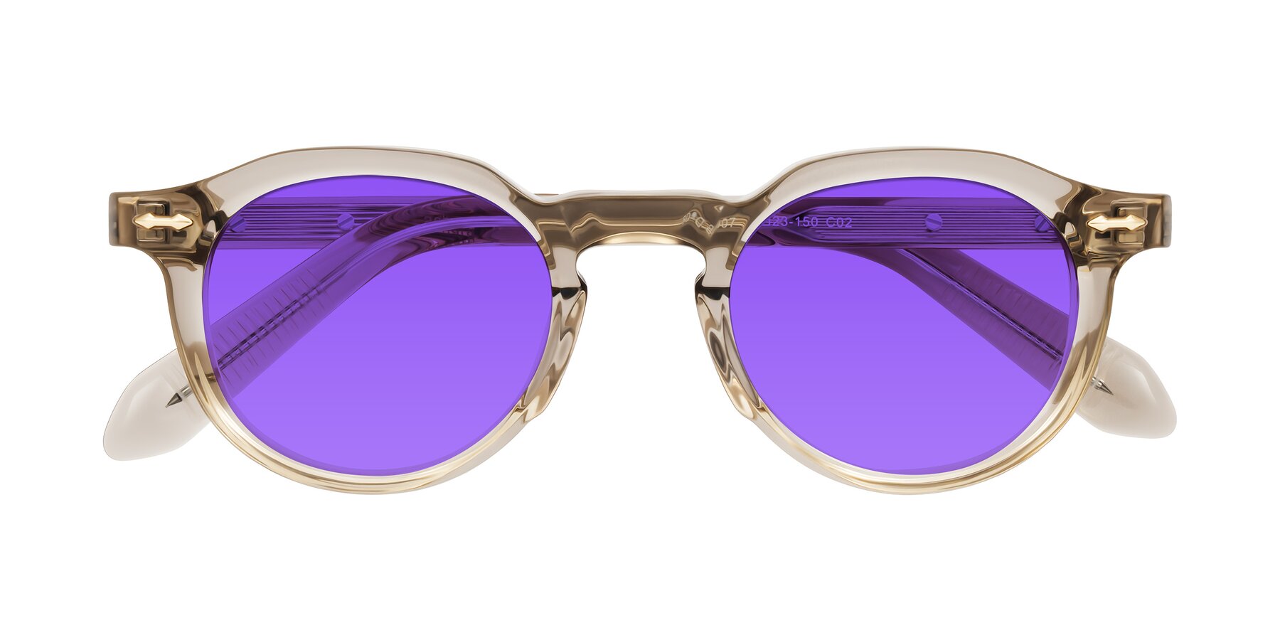 Folded Front of Lachard in Transparent Brown with Purple Tinted Lenses