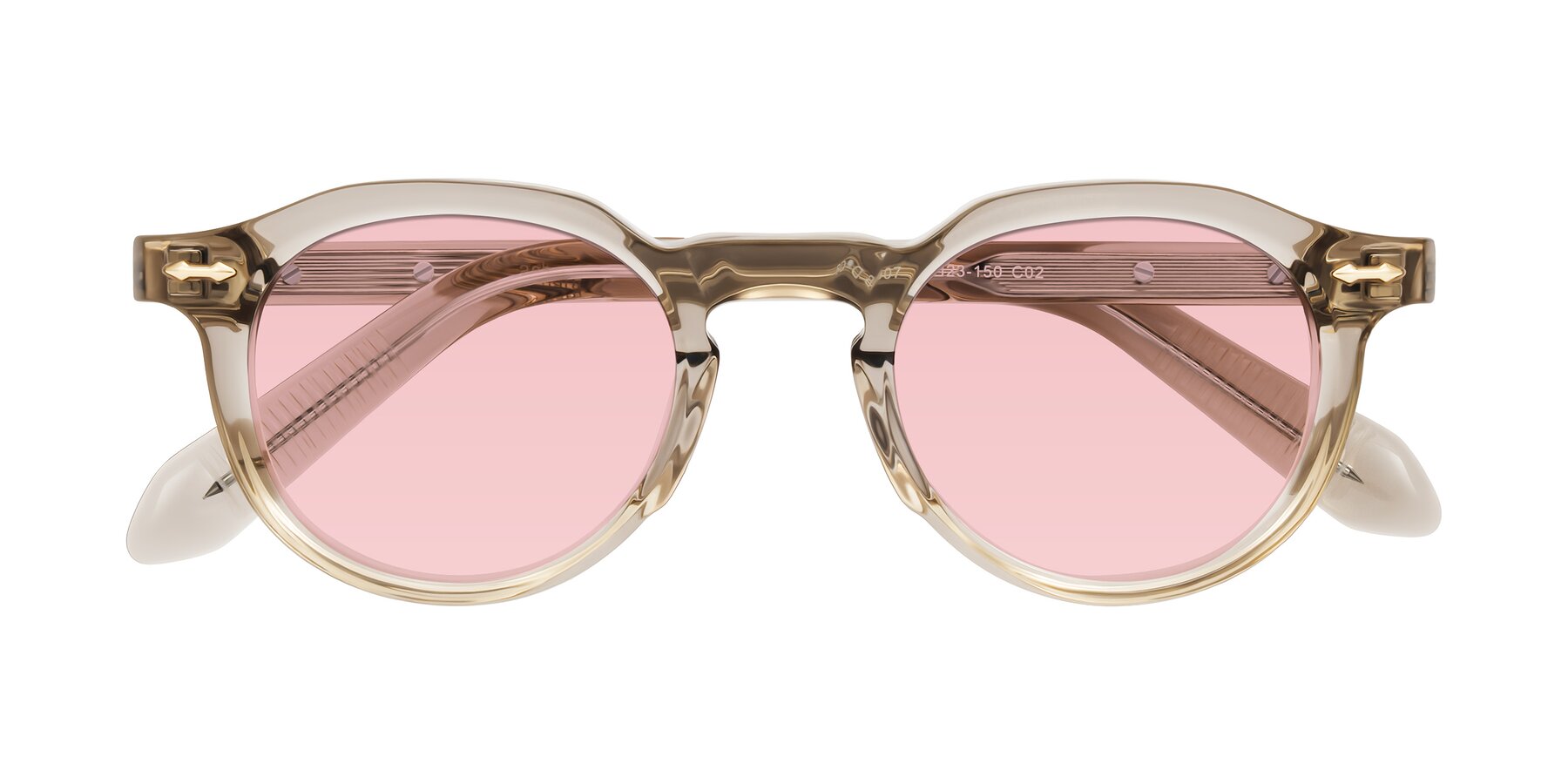 Folded Front of Lachard in Transparent Brown with Light Garnet Tinted Lenses