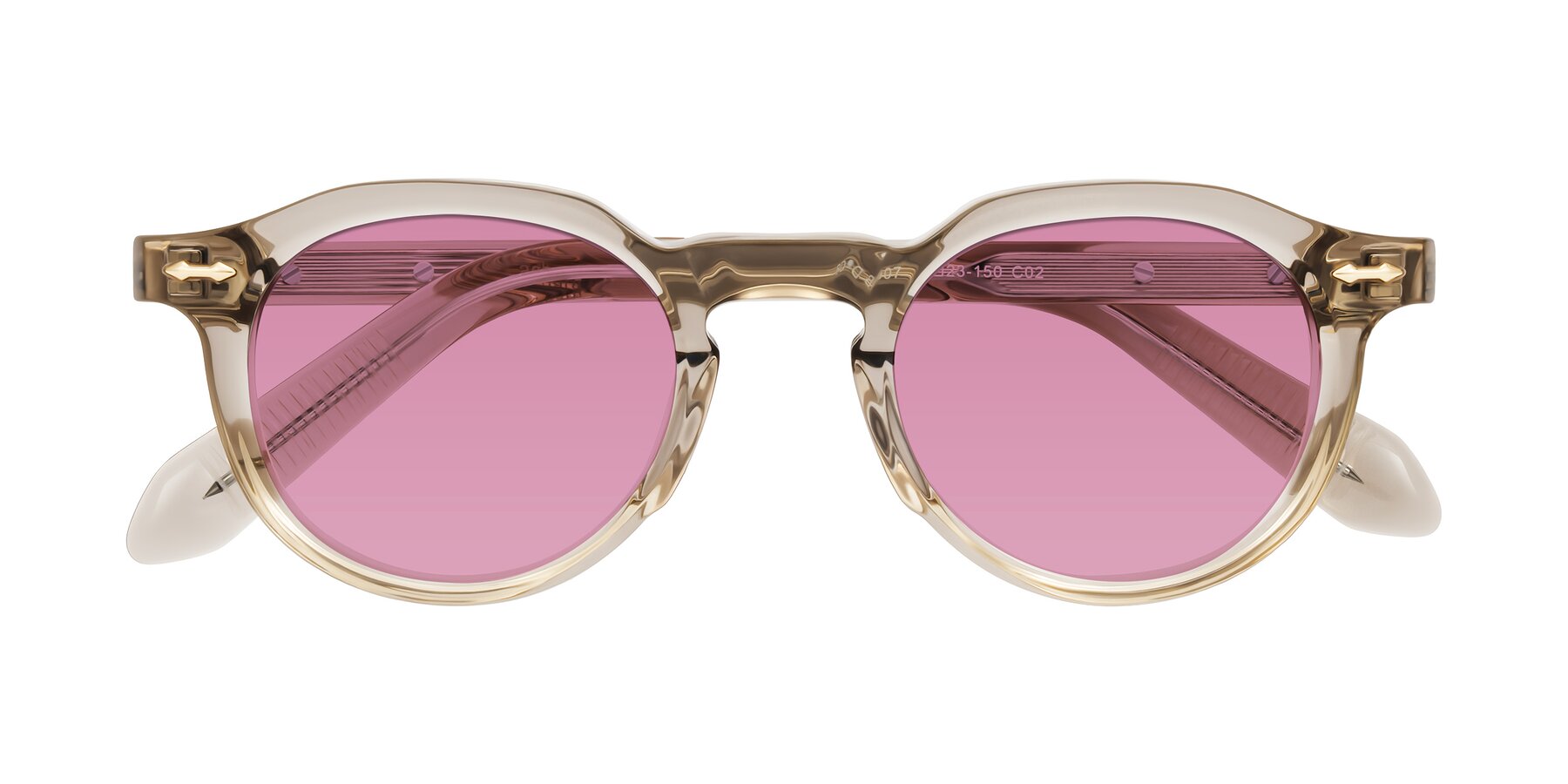 Folded Front of Lachard in Transparent Brown with Medium Wine Tinted Lenses