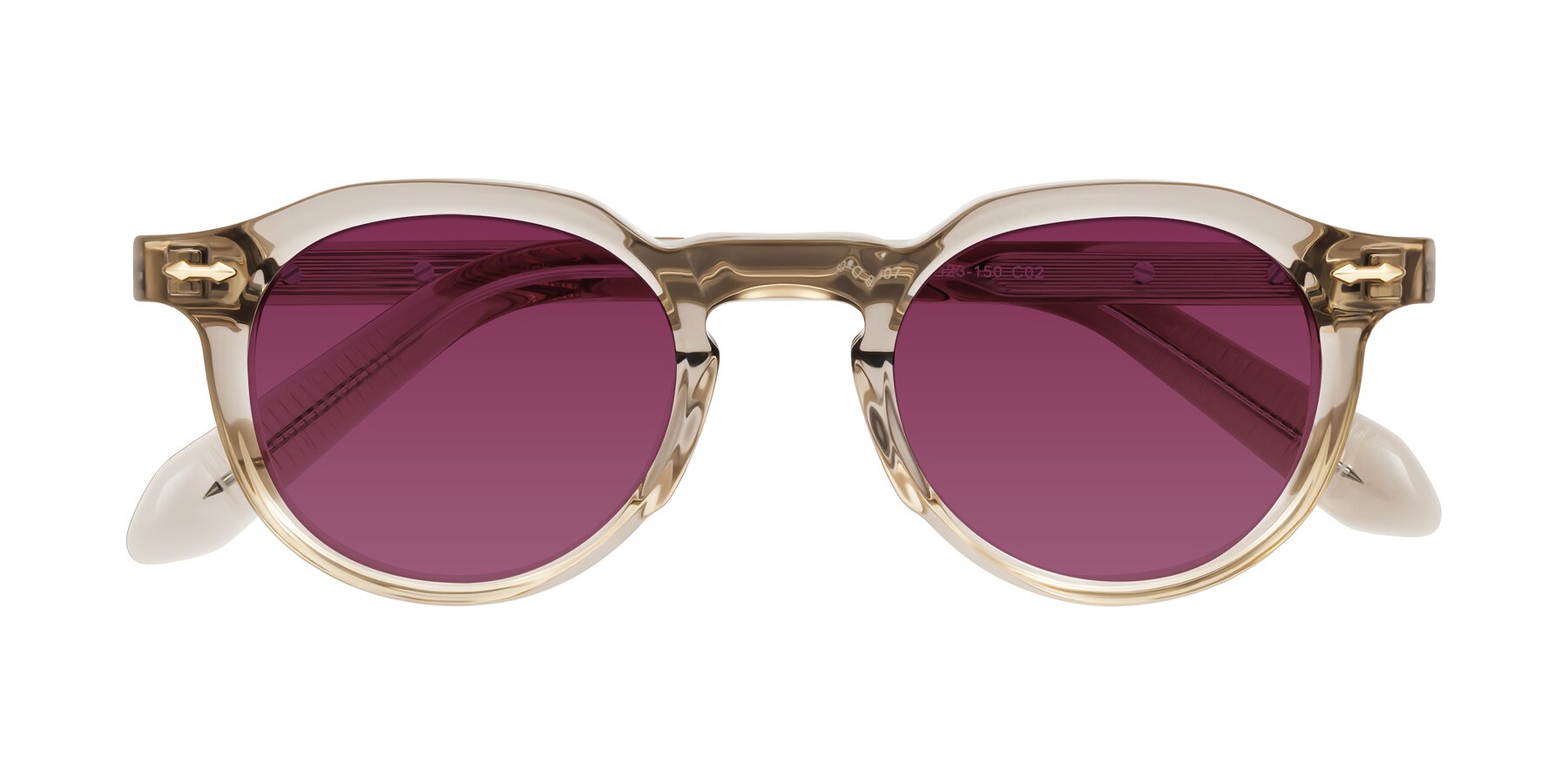 Folded Front of Lachard in Transparent Brown with Wine Tinted Lenses