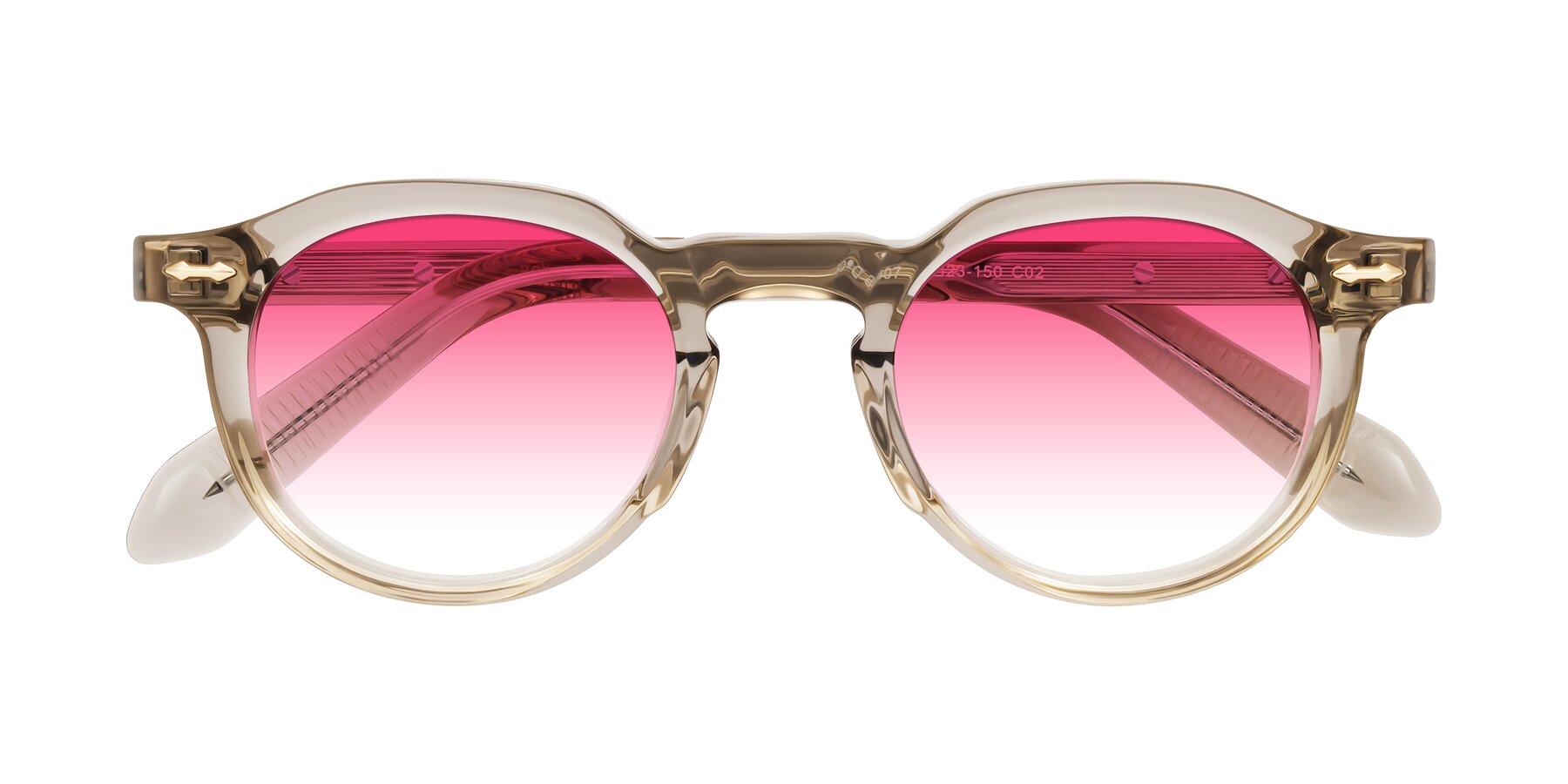Folded Front of Lachard in Transparent Brown with Pink Gradient Lenses