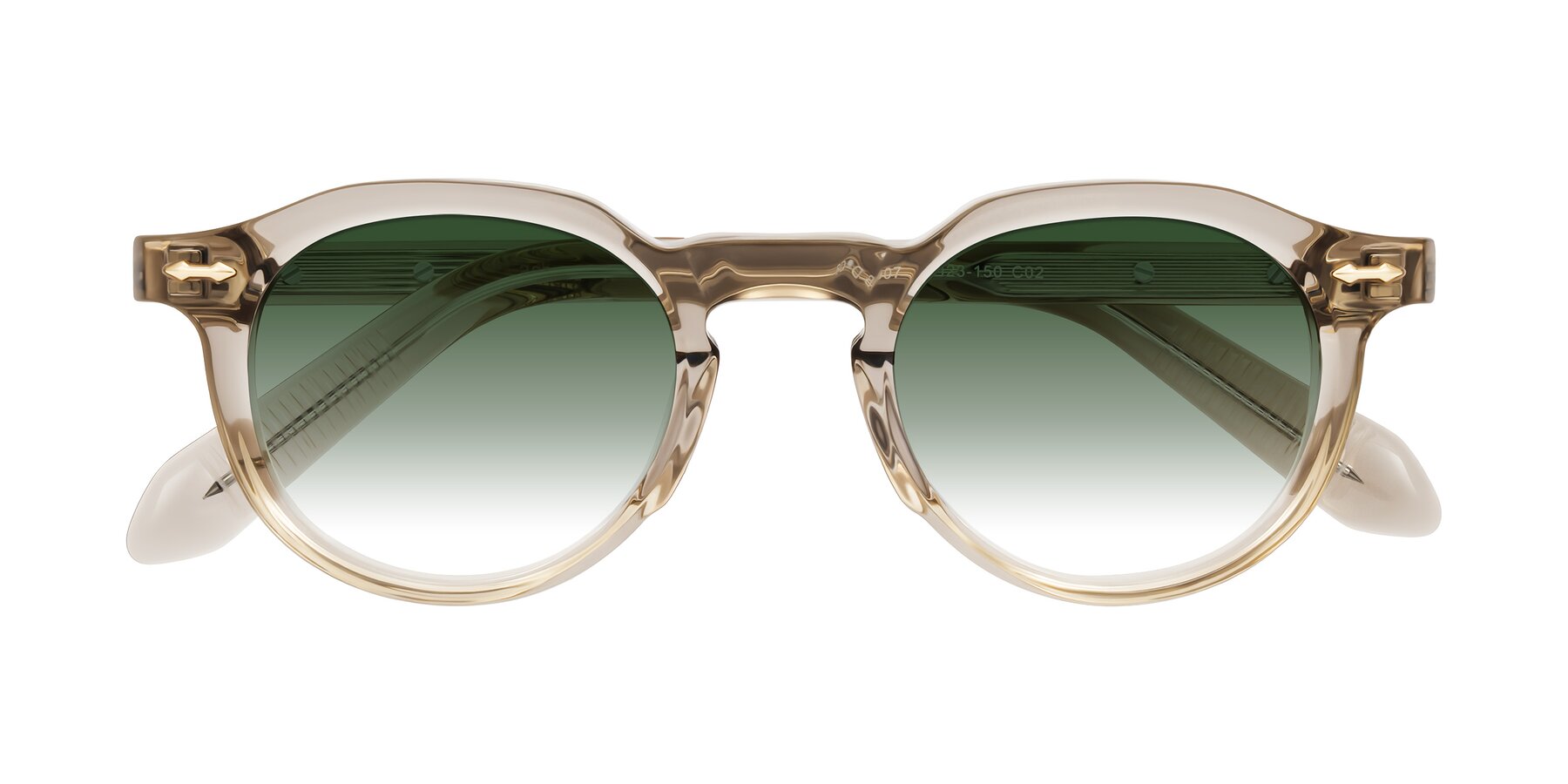 Folded Front of Lachard in Transparent Brown with Green Gradient Lenses