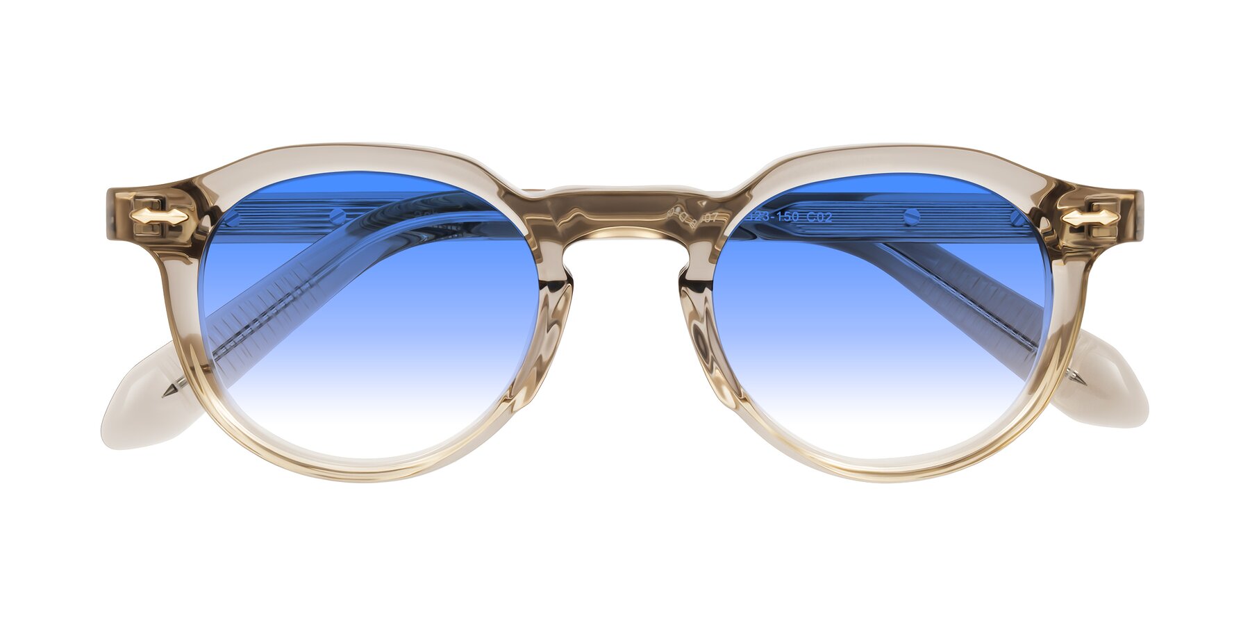 Folded Front of Lachard in Transparent Brown with Blue Gradient Lenses