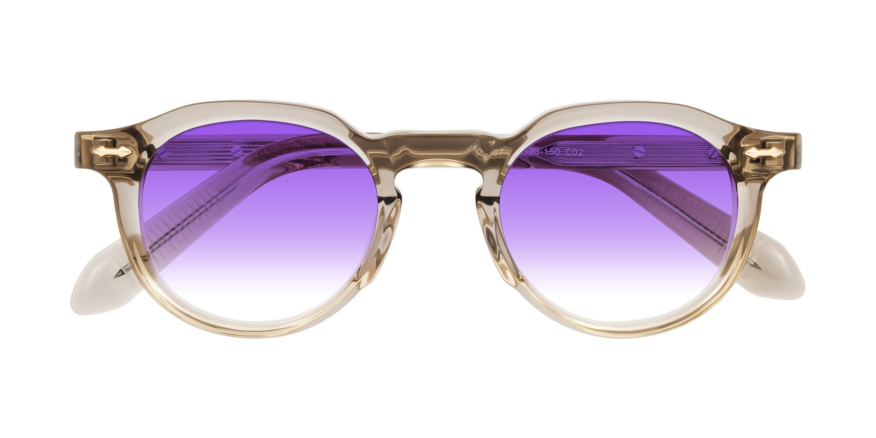 Folded Front of Lachard in Transparent Brown with Purple Gradient Lenses