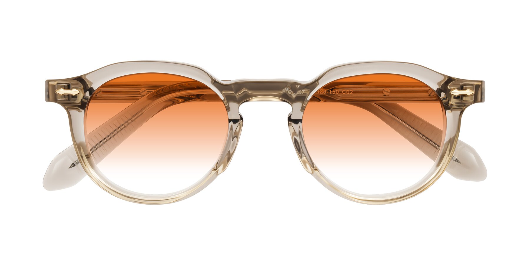 Folded Front of Lachard in Transparent Brown with Orange Gradient Lenses
