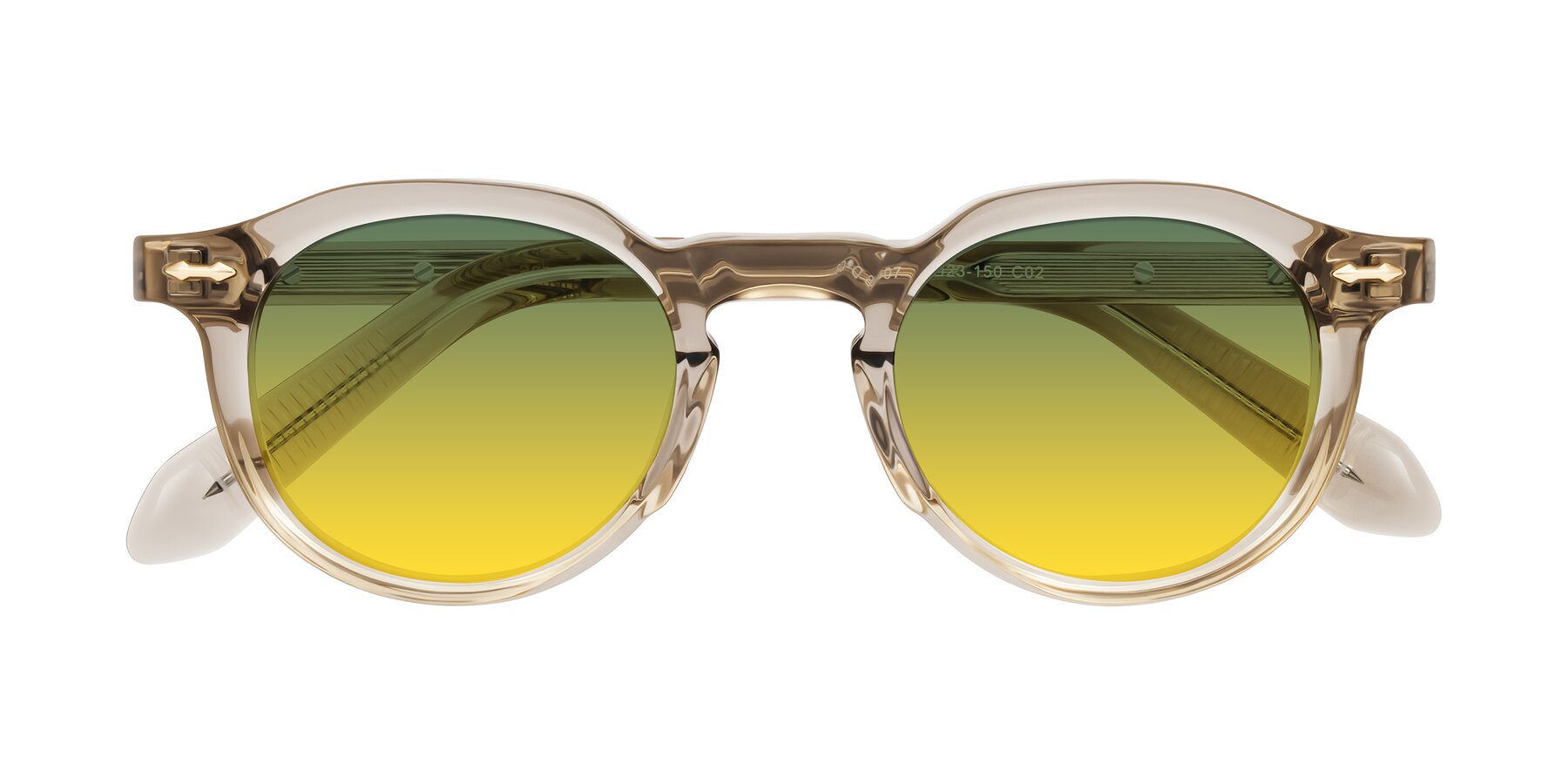 Folded Front of Lachard in Transparent Brown with Green / Yellow Gradient Lenses