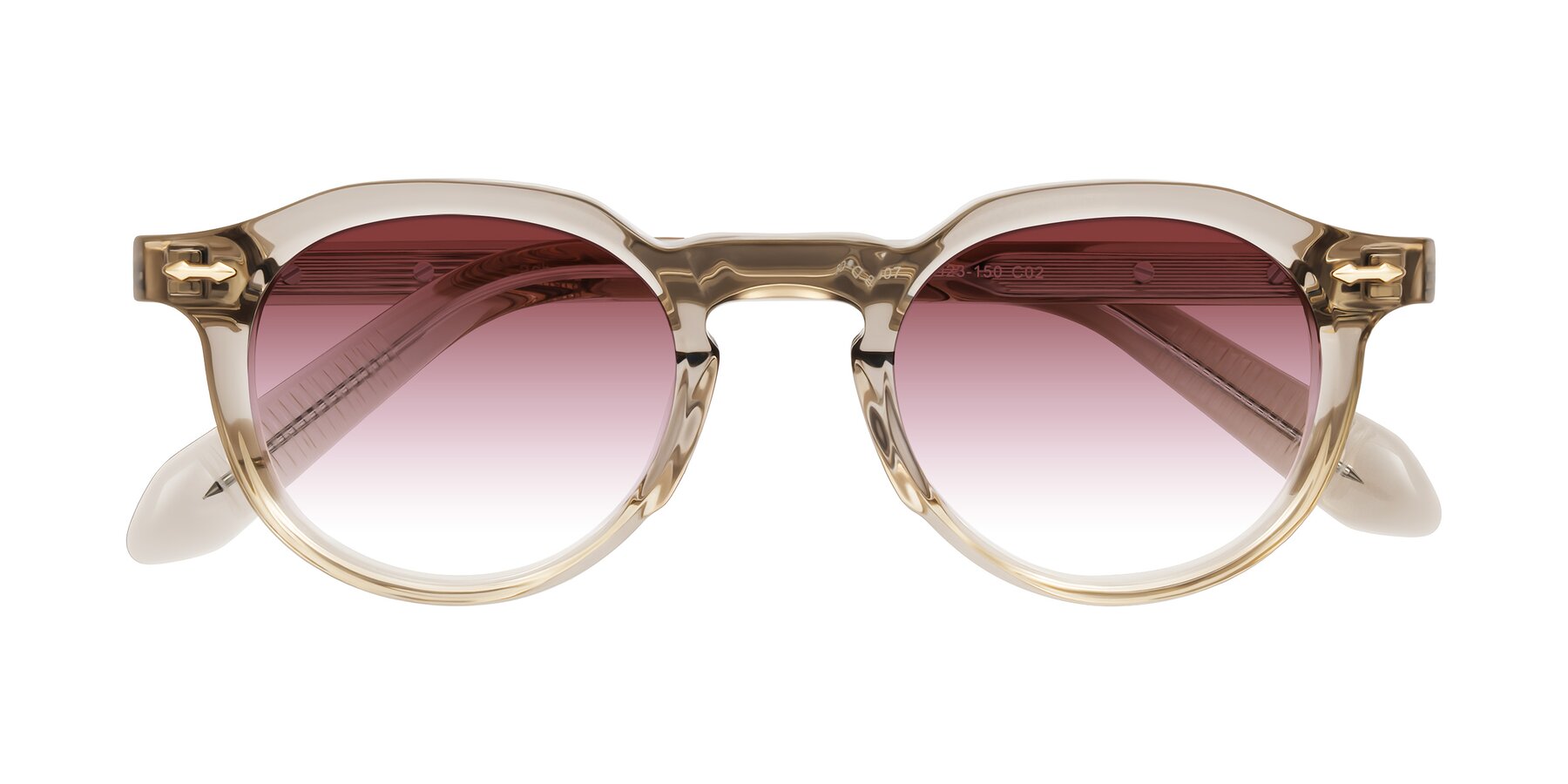 Folded Front of Lachard in Transparent Brown with Garnet Gradient Lenses