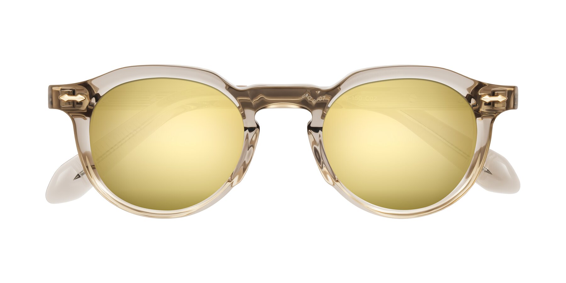 Folded Front of Lachard in Transparent Brown with Gold Mirrored Lenses