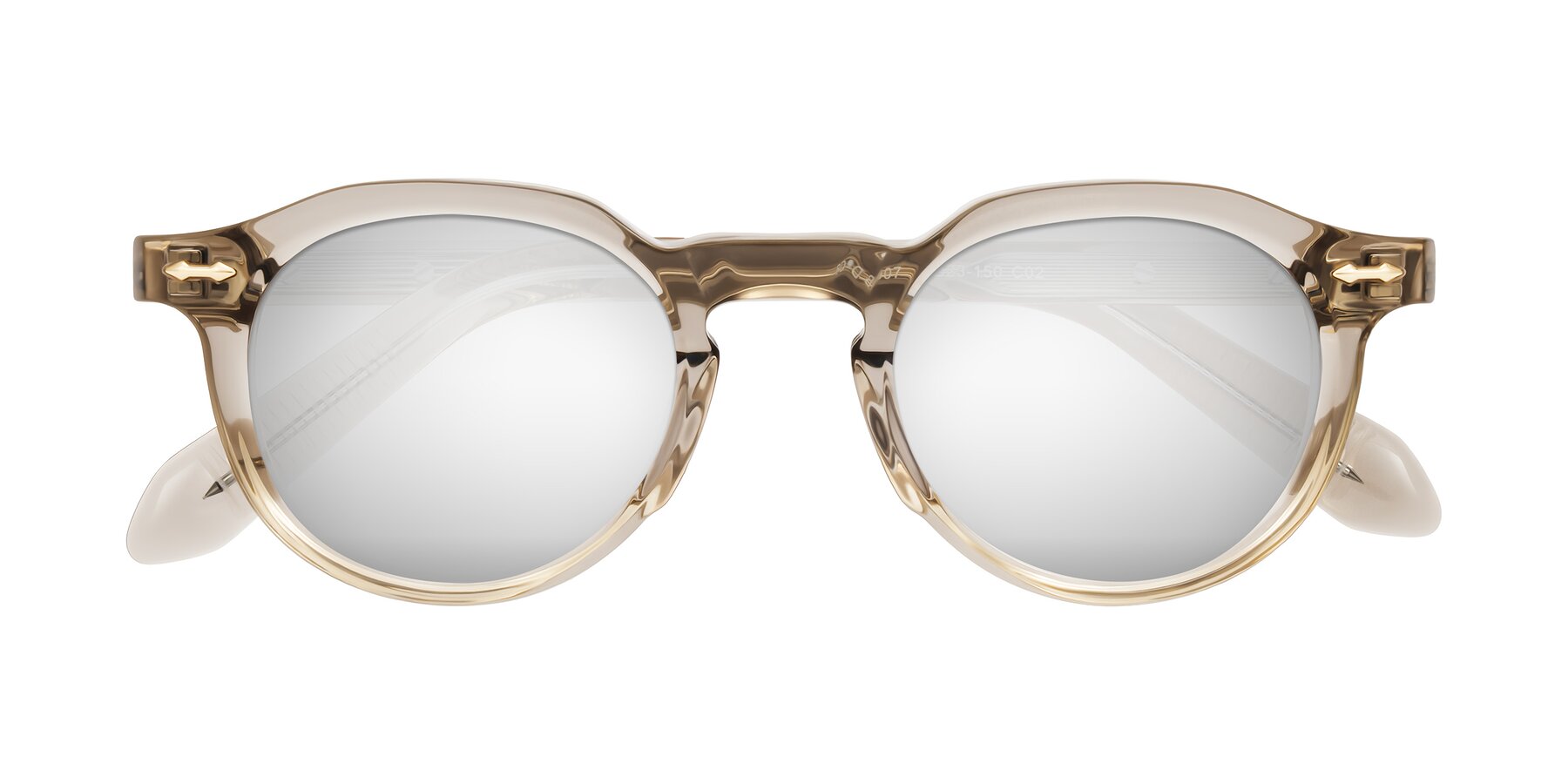 Folded Front of Lachard in Transparent Brown with Silver Mirrored Lenses