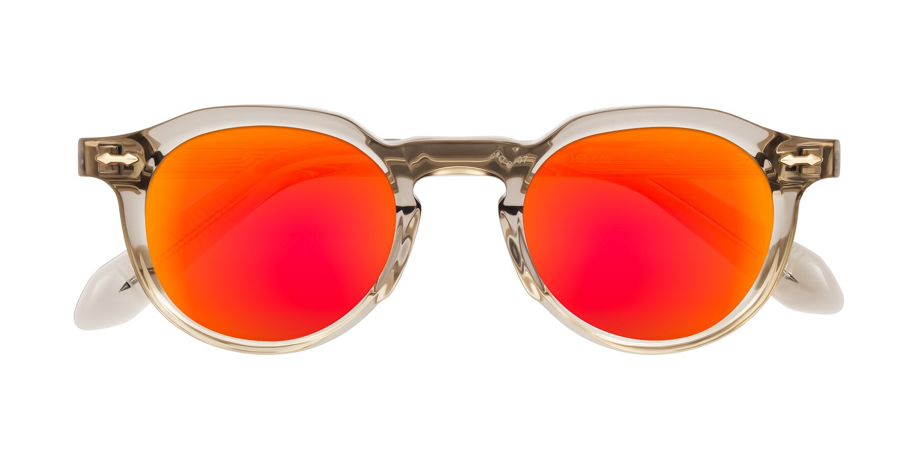 Folded Front of Lachard in Transparent Brown with Red Gold Mirrored Lenses