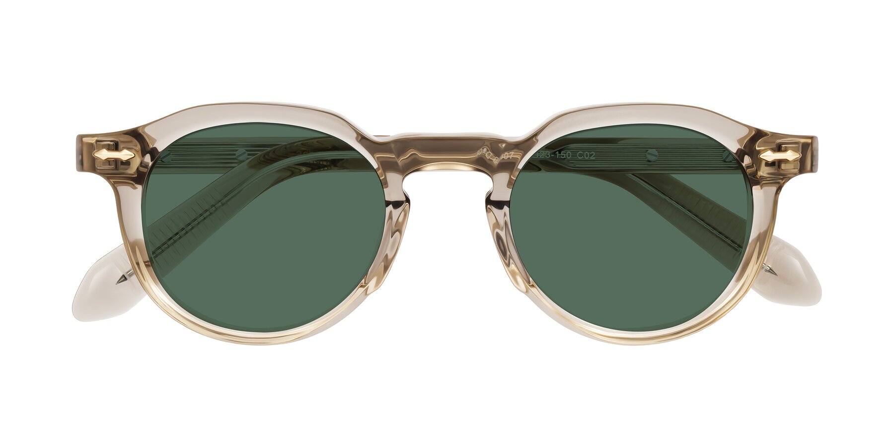 Folded Front of Lachard in Transparent Brown with Green Polarized Lenses