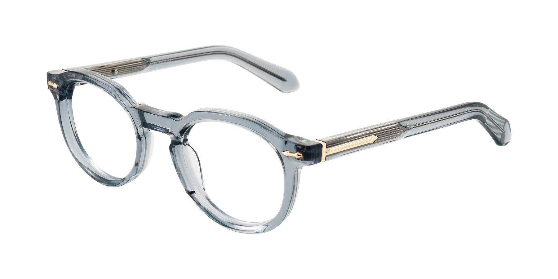 Angle of Lachard in Crystal Dusty Blue with Clear Eyeglass Lenses