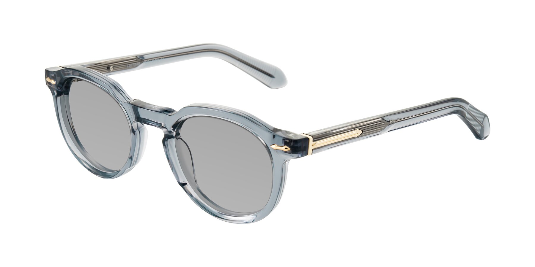 Angle of Lachard in Crystal Dusty Blue with Light Gray Tinted Lenses