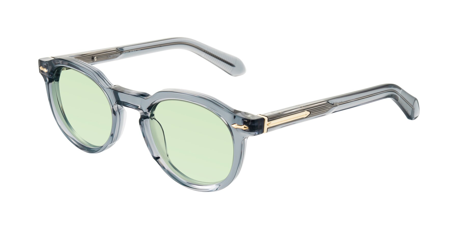 Angle of Lachard in Crystal Dusty Blue with Light Green Tinted Lenses