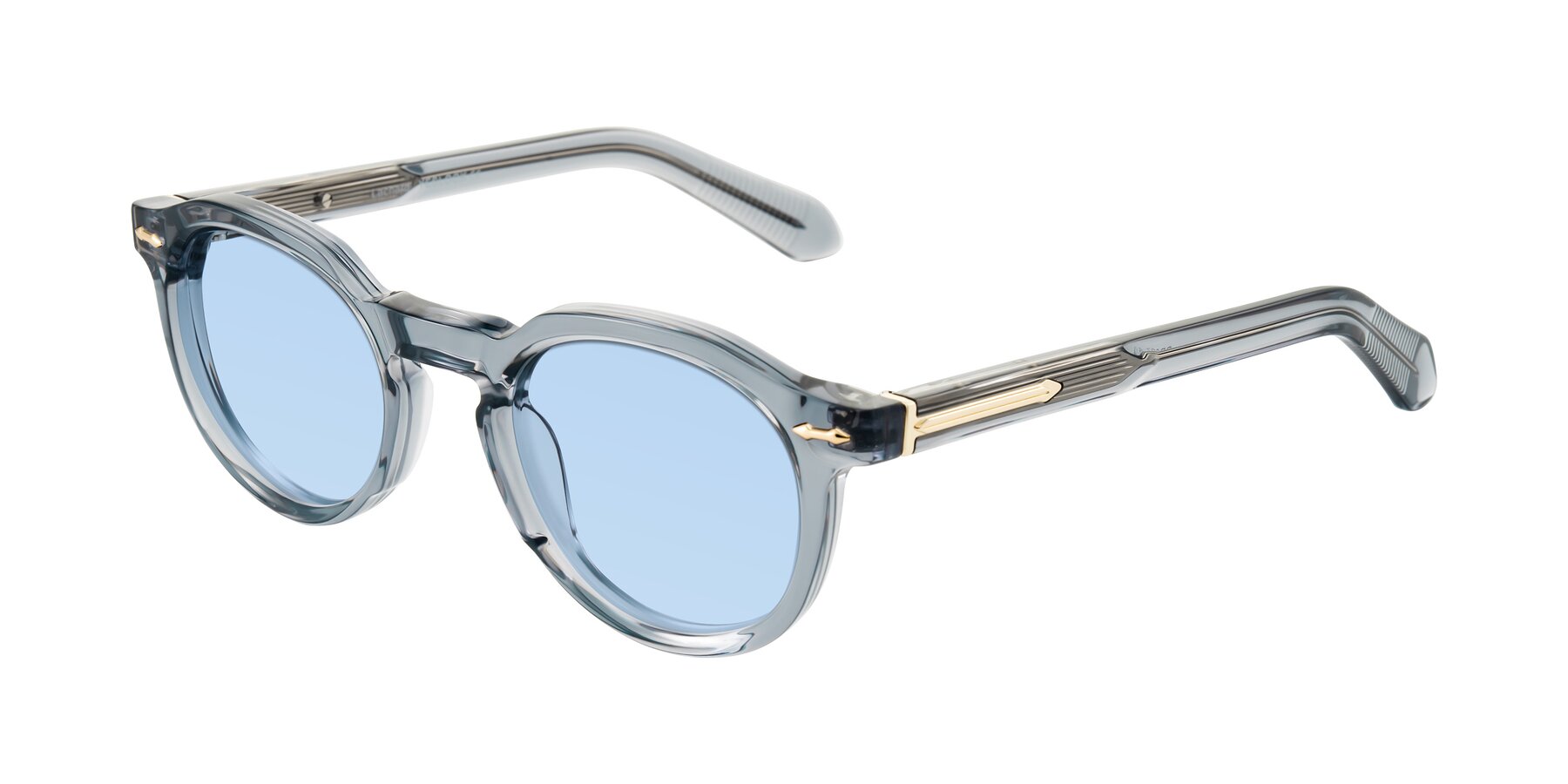 Angle of Lachard in Crystal Dusty Blue with Light Blue Tinted Lenses