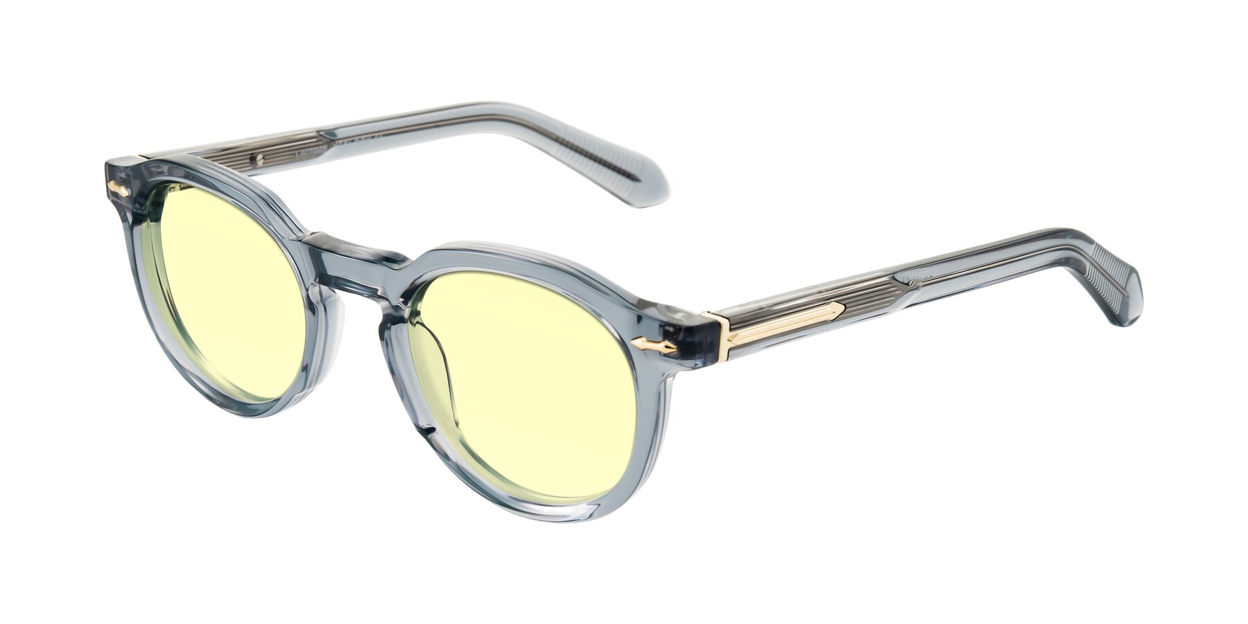 Angle of Lachard in Crystal Dusty Blue with Light Yellow Tinted Lenses