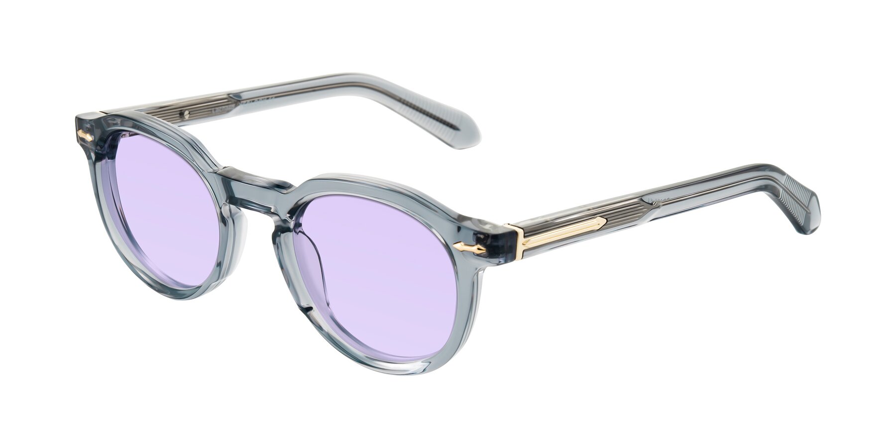 Angle of Lachard in Crystal Dusty Blue with Light Purple Tinted Lenses