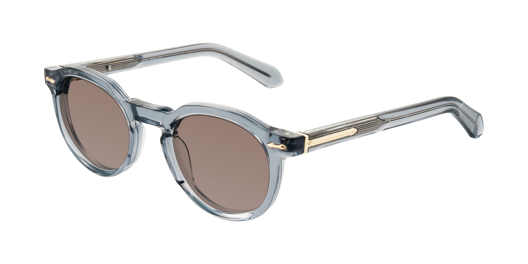 Angle of Lachard in Crystal Dusty Blue with Medium Brown Tinted Lenses