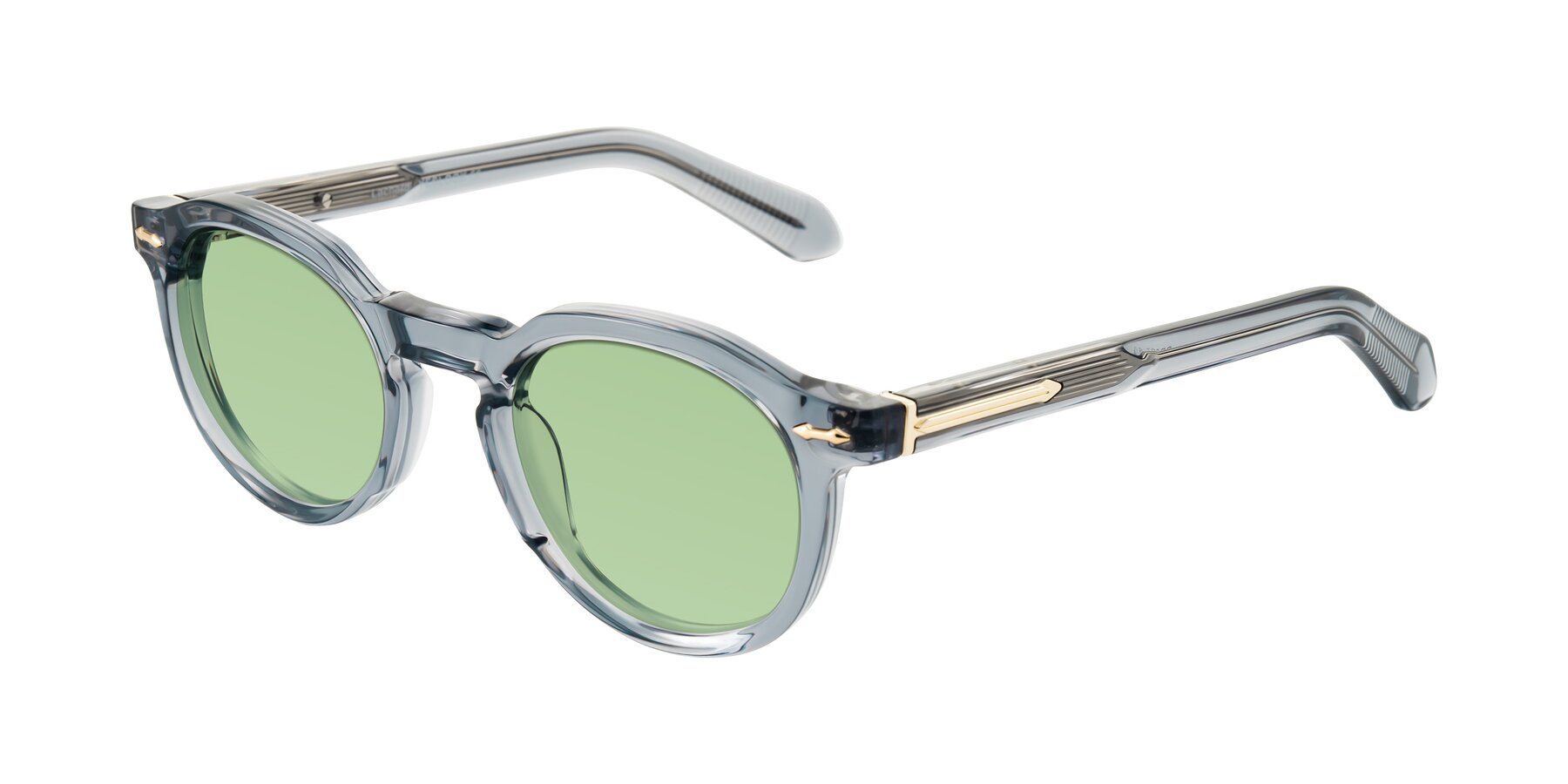 Angle of Lachard in Crystal Dusty Blue with Medium Green Tinted Lenses