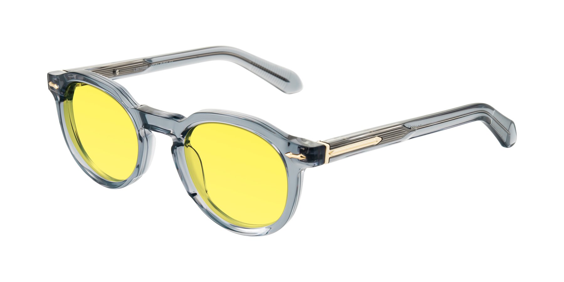 Angle of Lachard in Crystal Dusty Blue with Medium Yellow Tinted Lenses