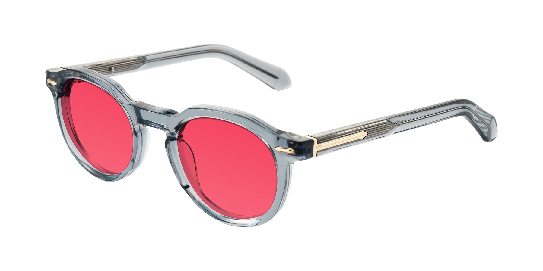Angle of Lachard in Crystal Dusty Blue with Red Tinted Lenses
