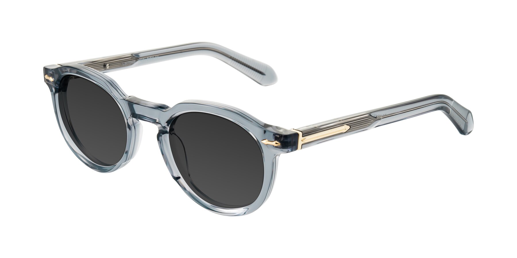 Angle of Lachard in Crystal Dusty Blue with Gray Tinted Lenses
