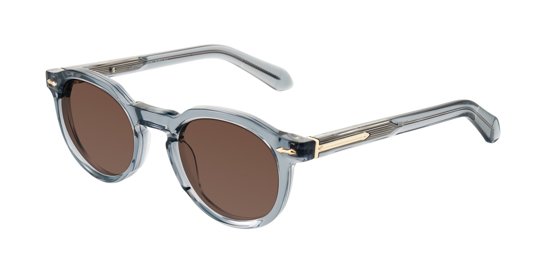 Angle of Lachard in Crystal Dusty Blue with Brown Tinted Lenses