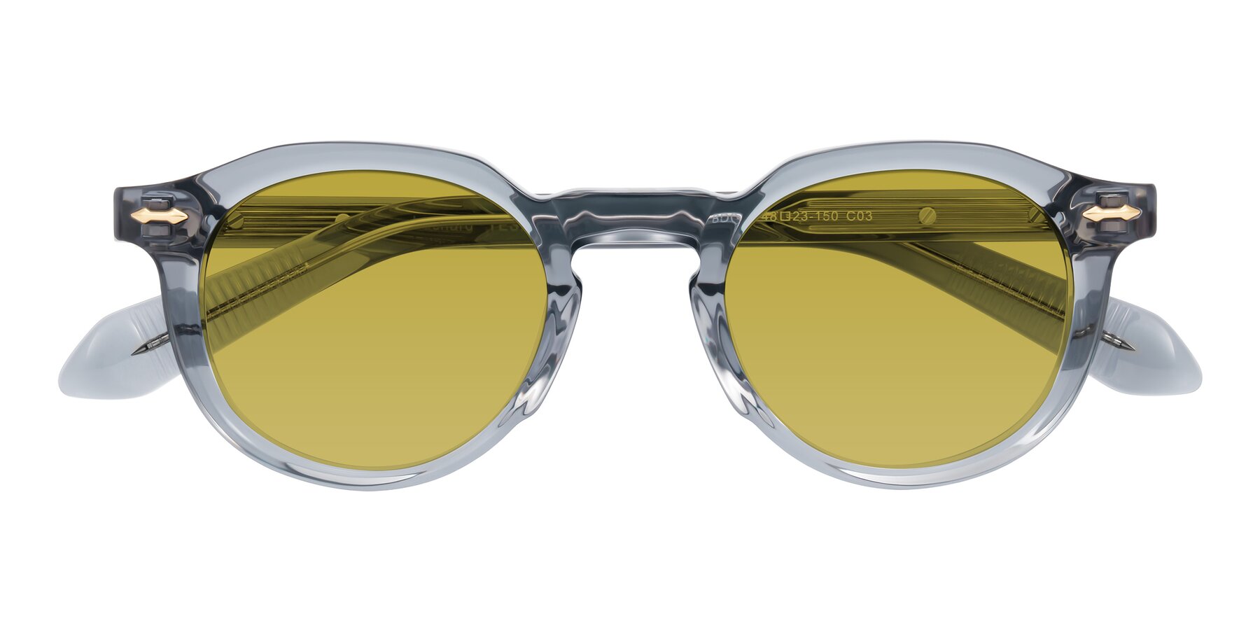 Folded Front of Lachard in Crystal Dusty Blue with Champagne Tinted Lenses