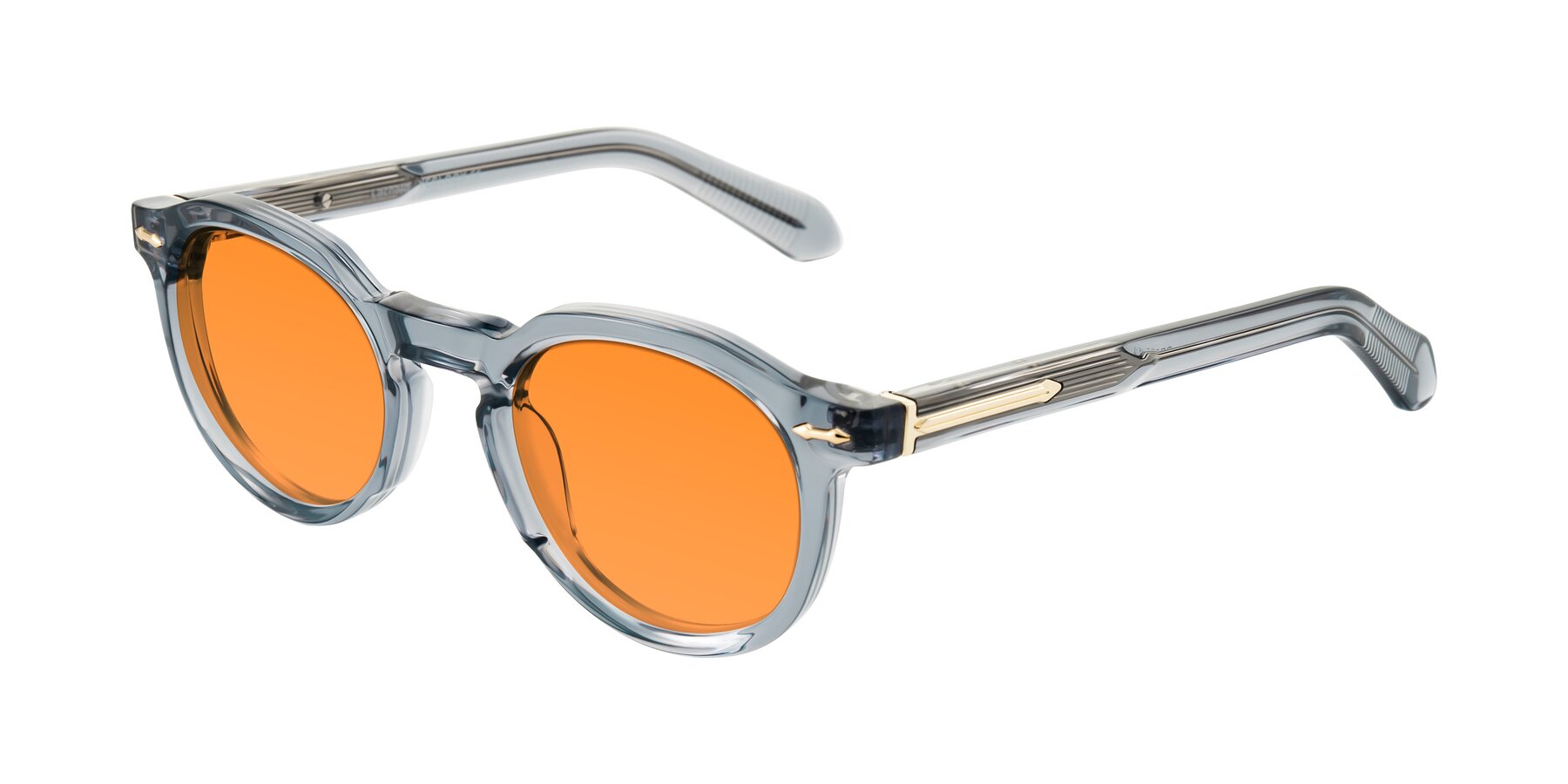 Angle of Lachard in Crystal Dusty Blue with Orange Tinted Lenses
