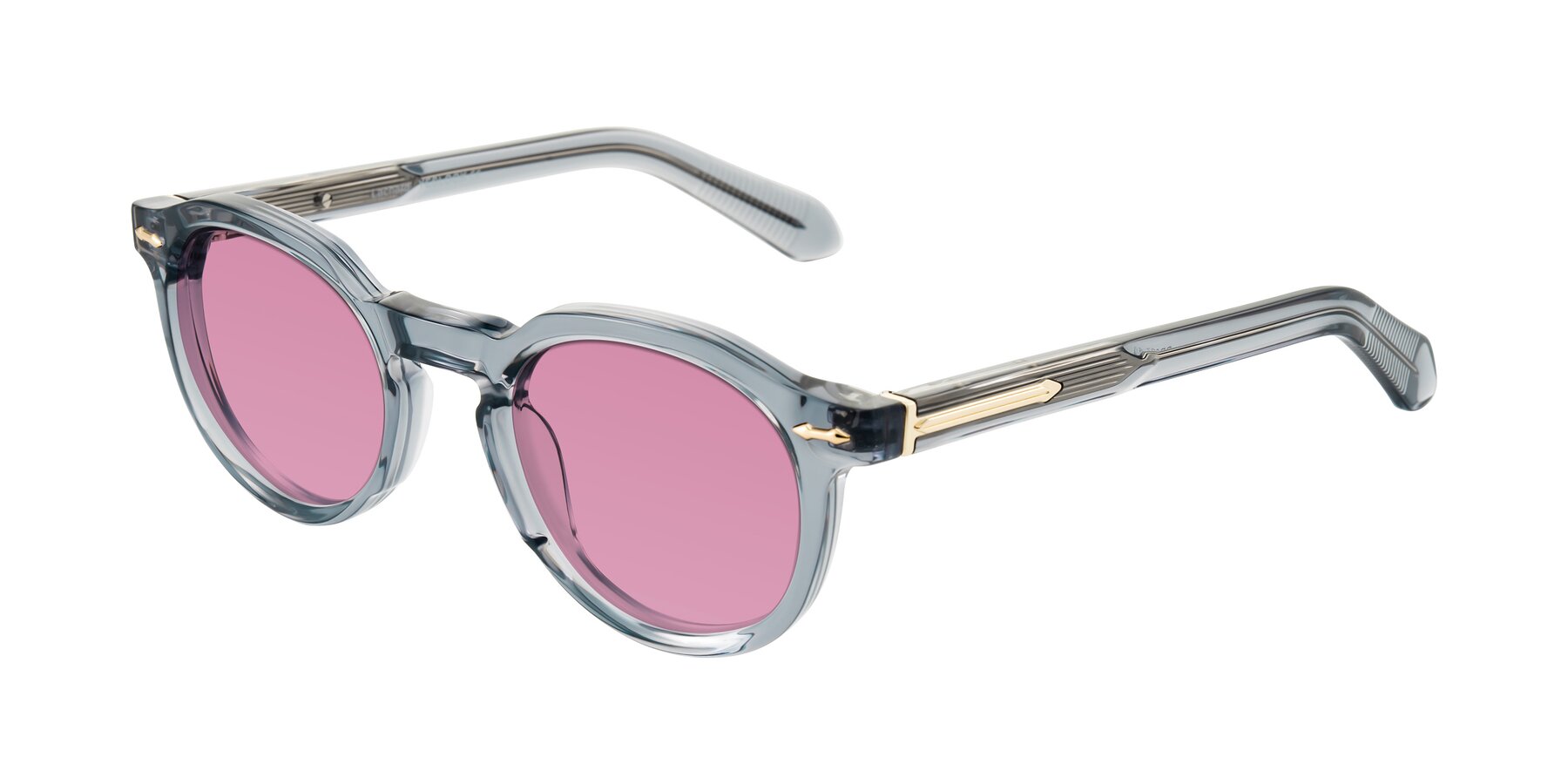 Angle of Lachard in Crystal Dusty Blue with Medium Wine Tinted Lenses