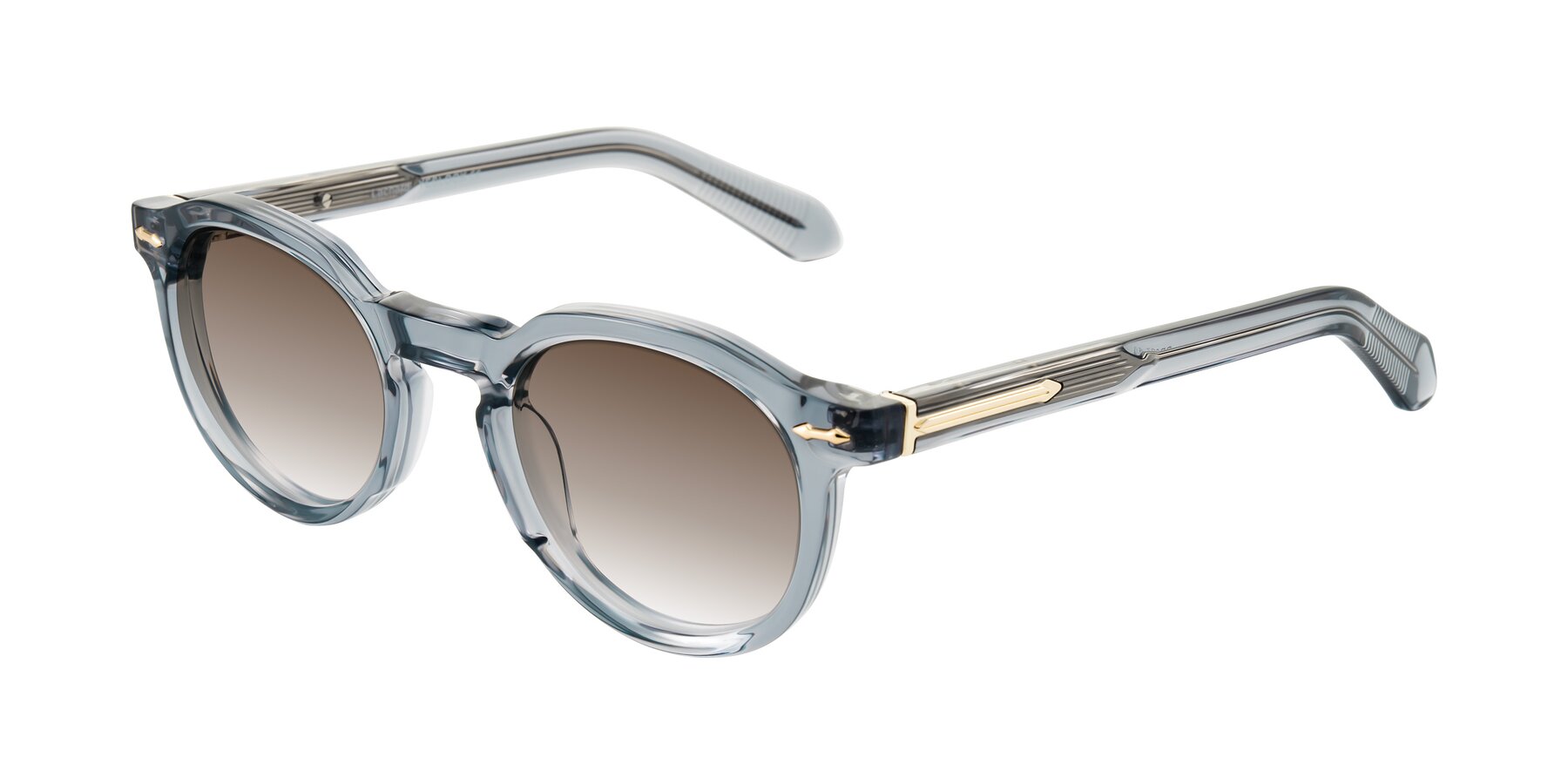 Angle of Lachard in Crystal Dusty Blue with Brown Gradient Lenses