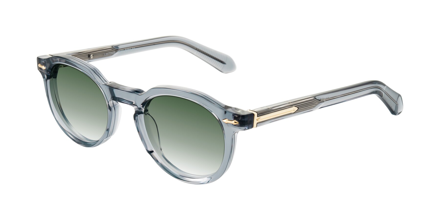 Angle of Lachard in Crystal Dusty Blue with Green Gradient Lenses