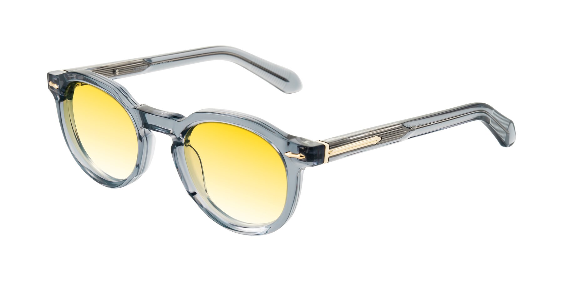 Angle of Lachard in Crystal Dusty Blue with Yellow Gradient Lenses