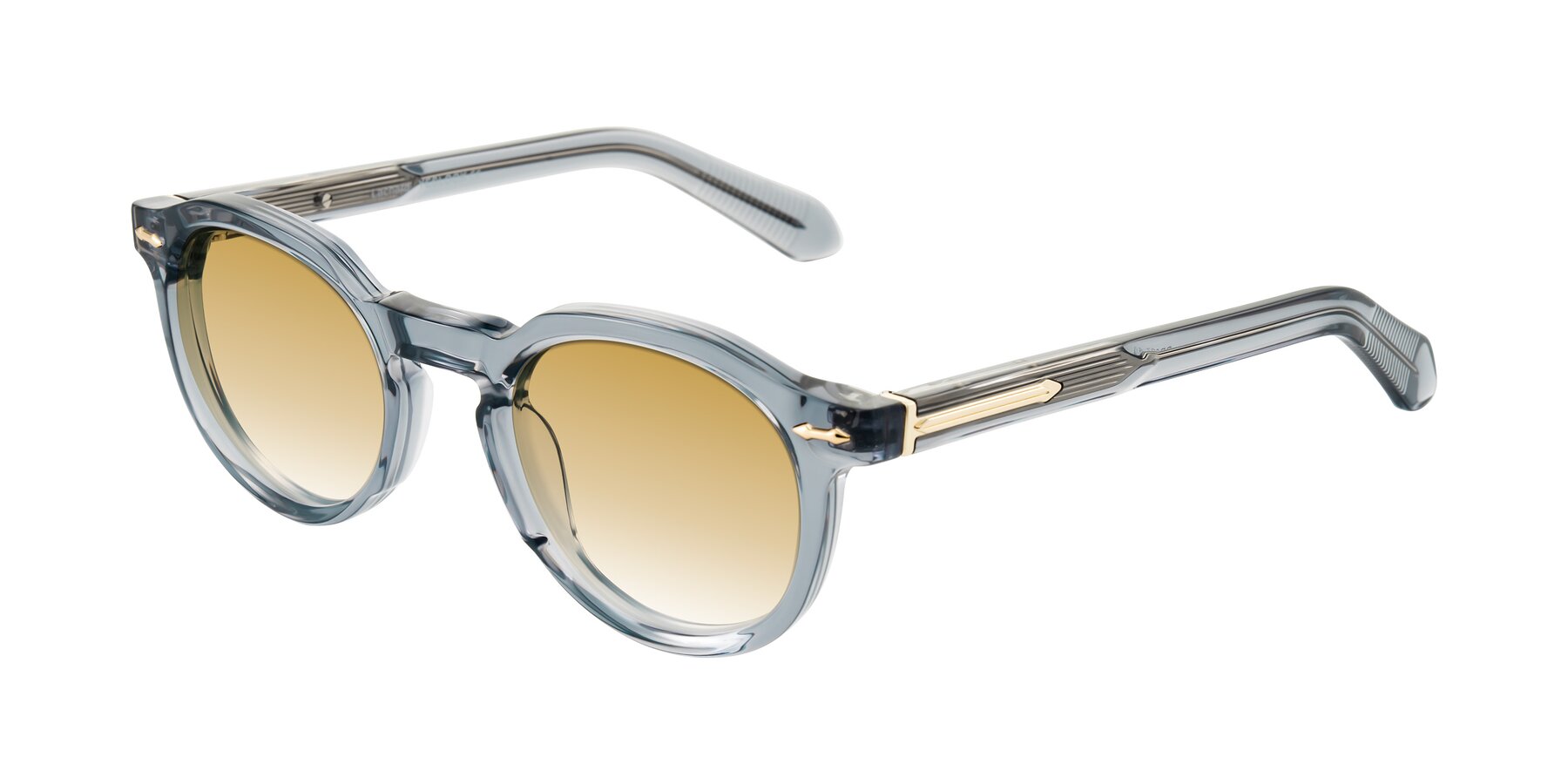 Angle of Lachard in Crystal Dusty Blue with Champagne Gradient Lenses
