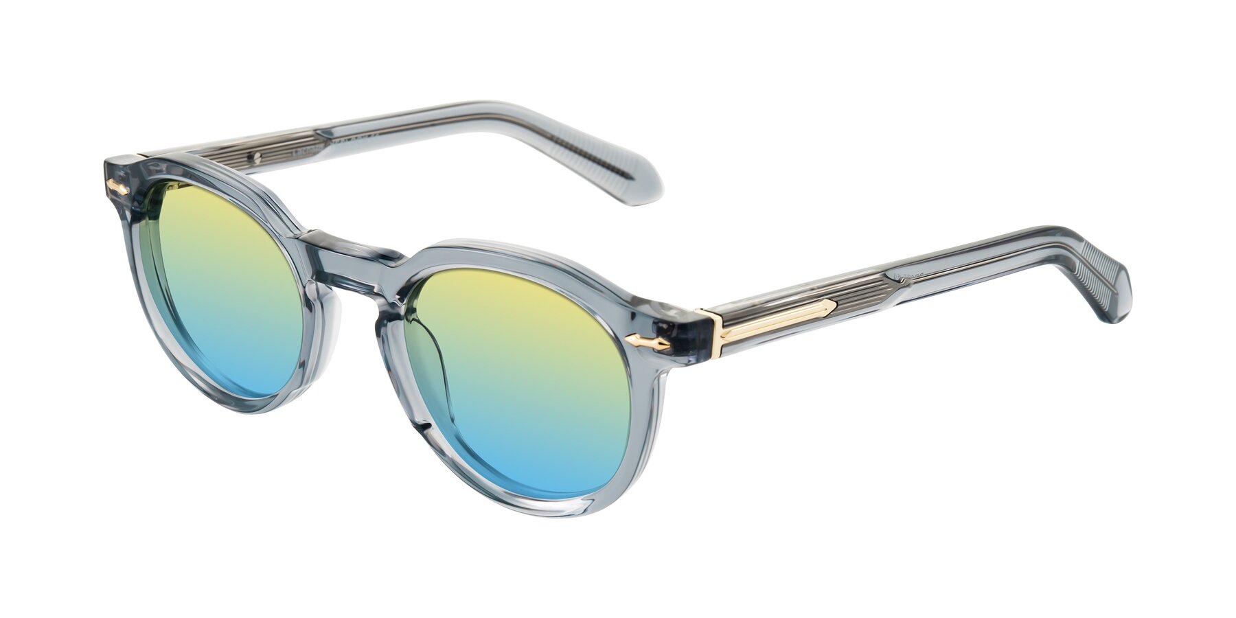Angle of Lachard in Crystal Dusty Blue with Yellow / Blue Gradient Lenses