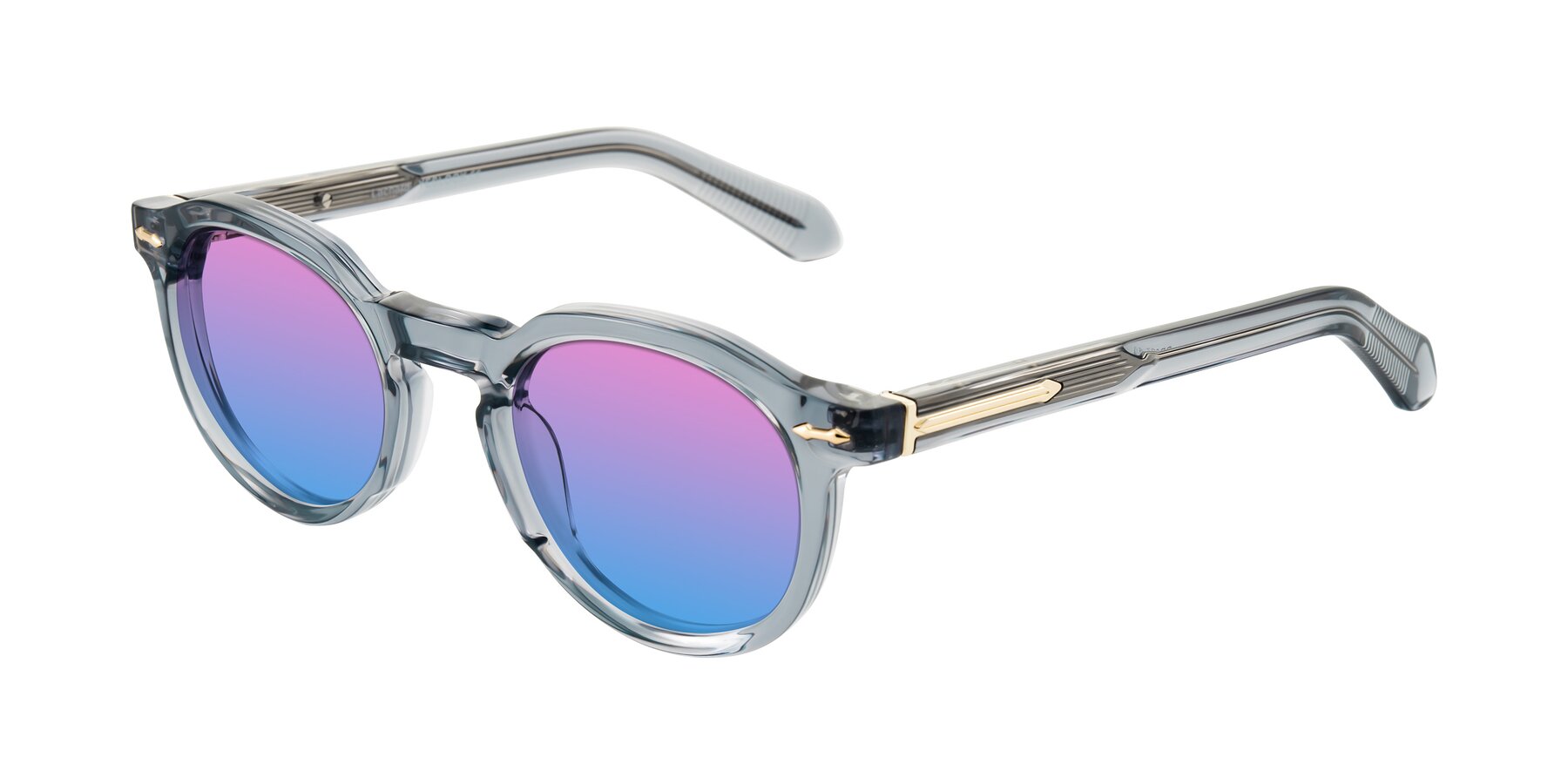 Angle of Lachard in Crystal Dusty Blue with Pink / Blue Gradient Lenses