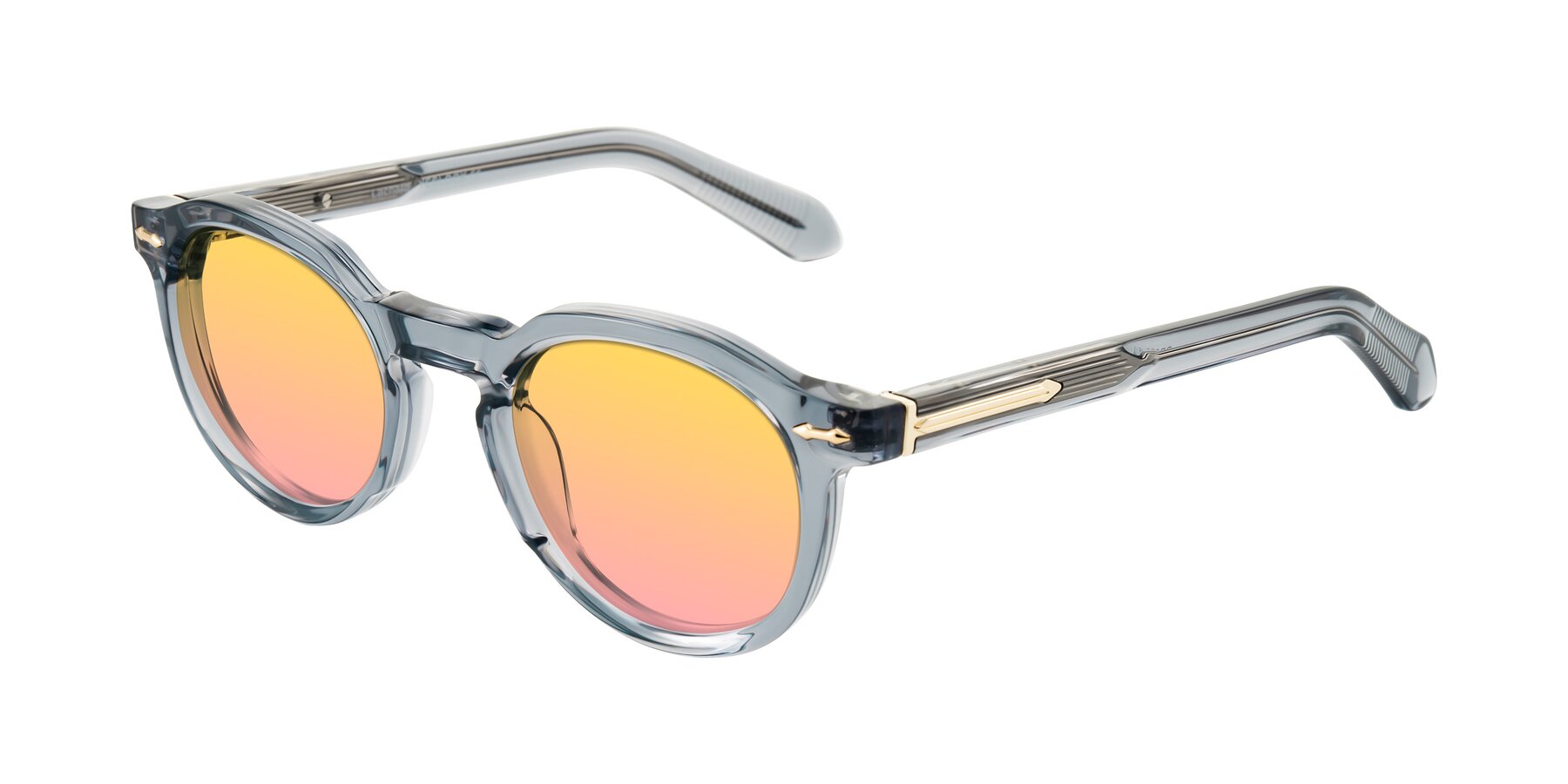 Angle of Lachard in Crystal Dusty Blue with Yellow / Pink Gradient Lenses
