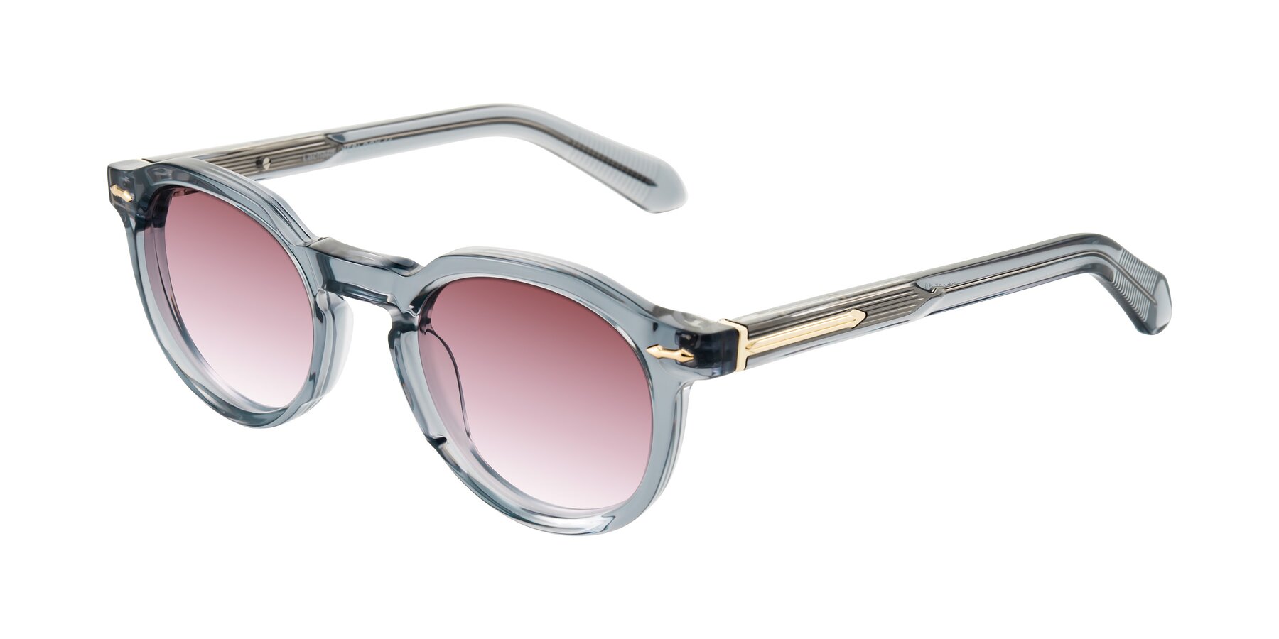 Angle of Lachard in Crystal Dusty Blue with Garnet Gradient Lenses