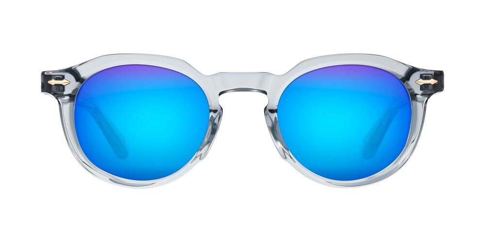 Lachard - Crystal Dusty Blue Flash Mirrored Sunglasses