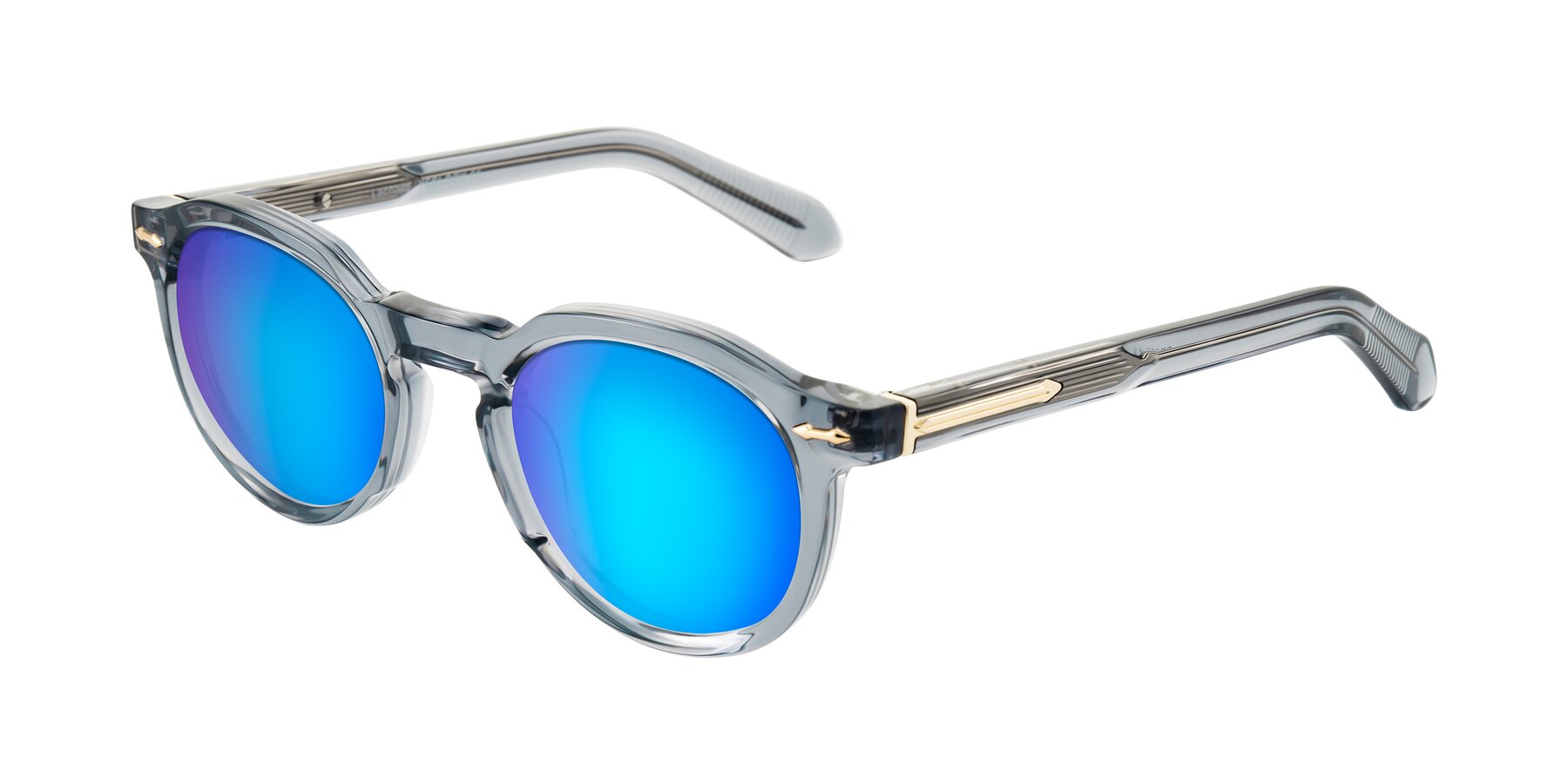 Angle of Lachard in Crystal Dusty Blue with Blue Mirrored Lenses