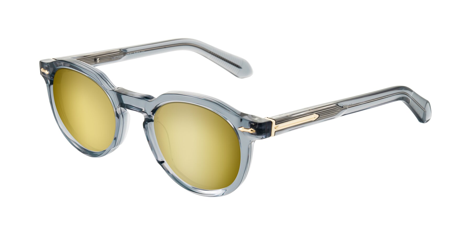 Angle of Lachard in Crystal Dusty Blue with Gold Mirrored Lenses