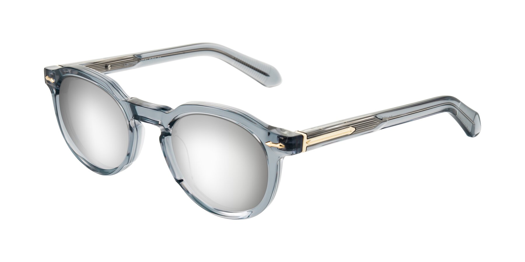 Angle of Lachard in Crystal Dusty Blue with Silver Mirrored Lenses
