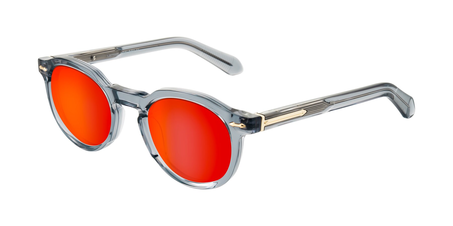 Angle of Lachard in Crystal Dusty Blue with Red Gold Mirrored Lenses