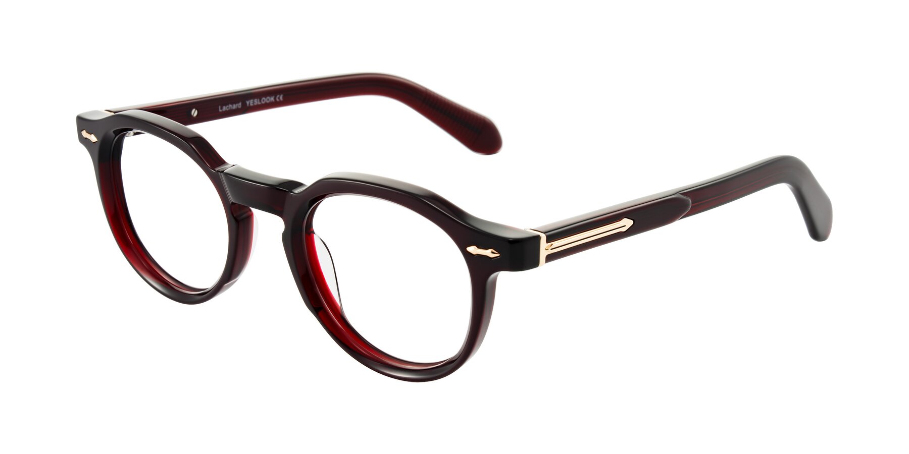 Angle of Lachard in Dark Cherry with Clear Eyeglass Lenses