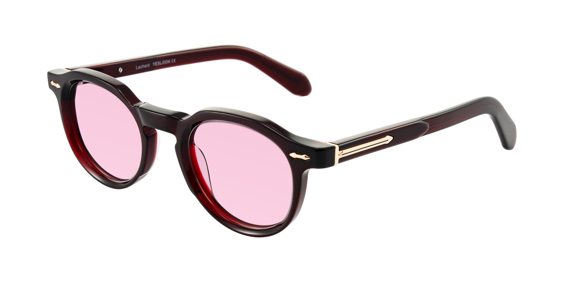 Angle of Lachard in Dark Cherry with Light Pink Tinted Lenses