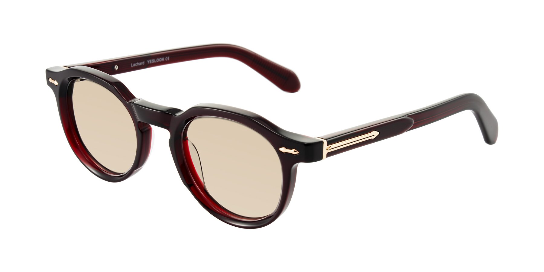 Angle of Lachard in Dark Cherry with Light Brown Tinted Lenses