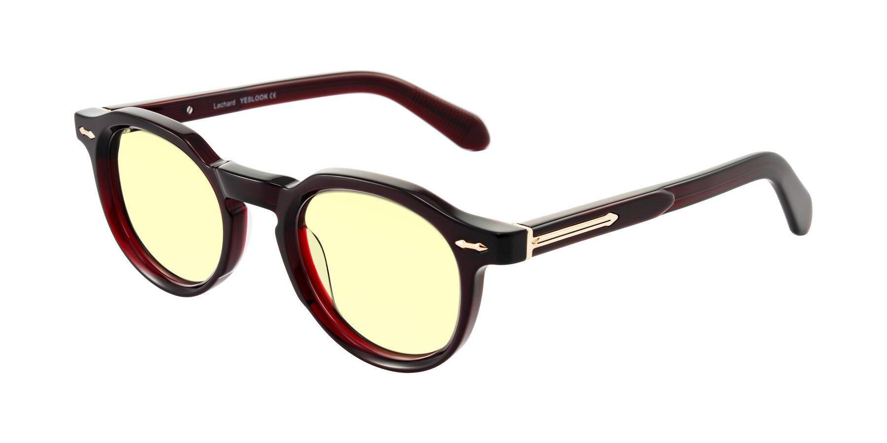 Angle of Lachard in Dark Cherry with Light Yellow Tinted Lenses