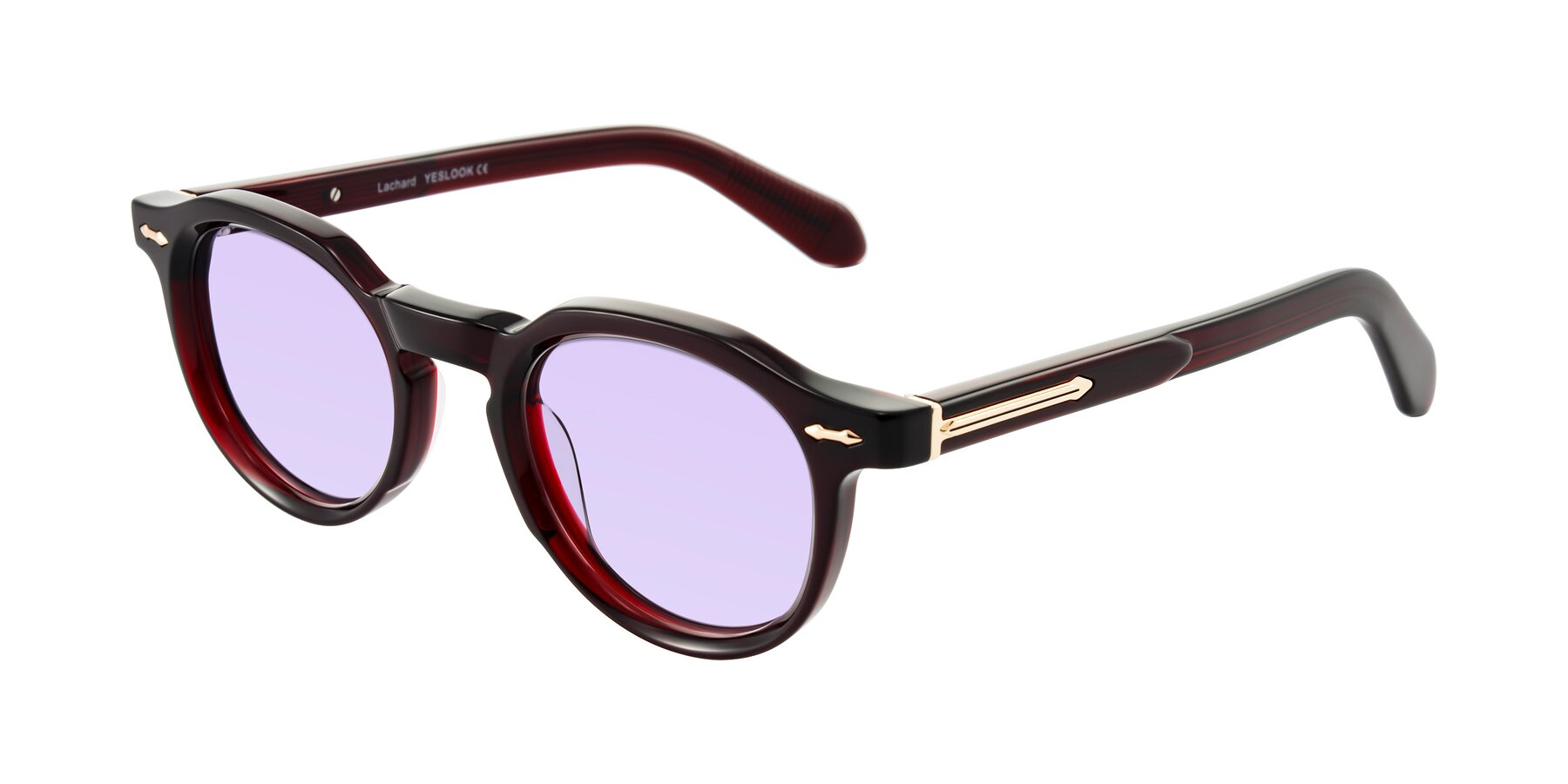 Angle of Lachard in Dark Cherry with Light Purple Tinted Lenses