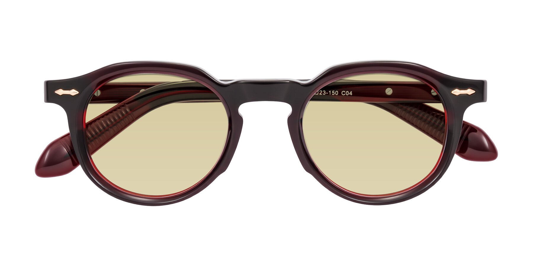 Folded Front of Lachard in Dark Cherry with Light Champagne Tinted Lenses